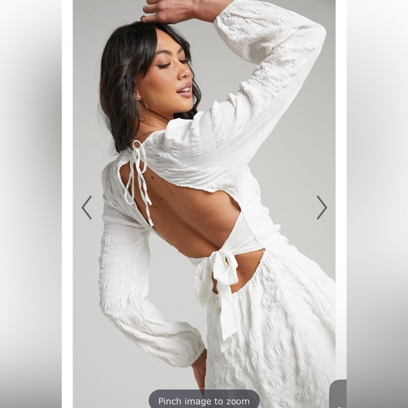 NWT Showpo Sanaa long sleeve open back mini dress in white size 6 - Picture 4 of 16